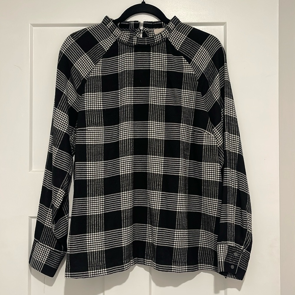 Loft Longsleeve Checkered Print Top